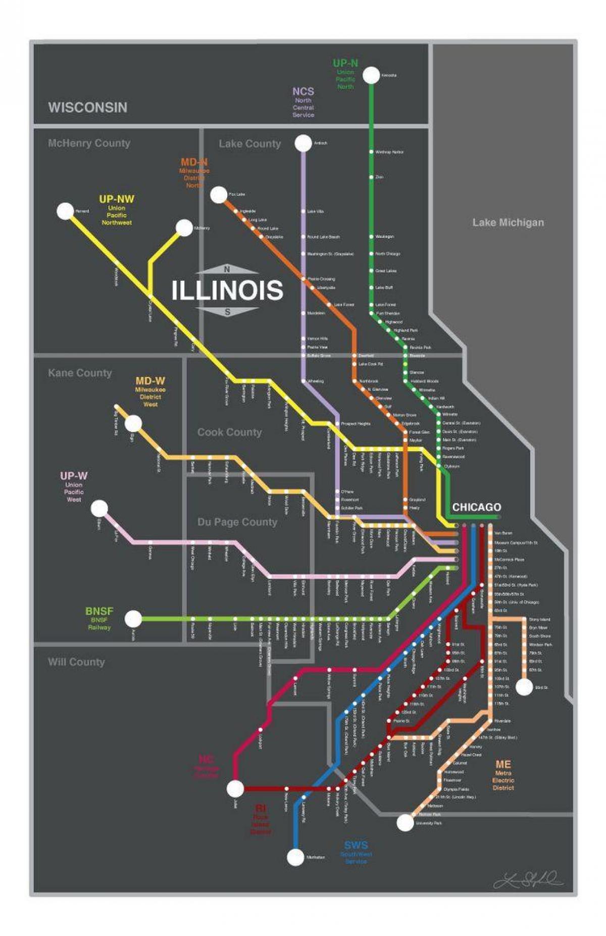 metra Σικάγο εμφάνιση χάρτη