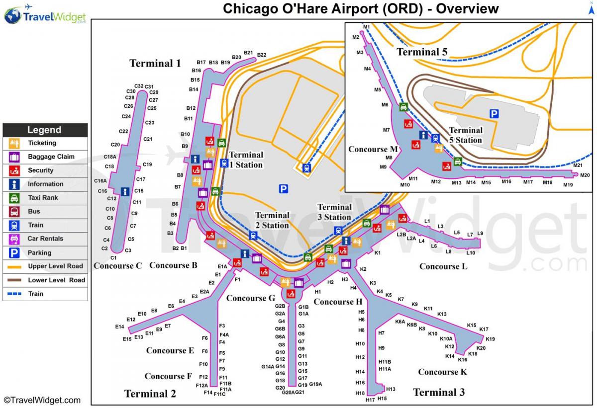 χάρτης του Σικάγο O Λαγός αεροδρόμιο