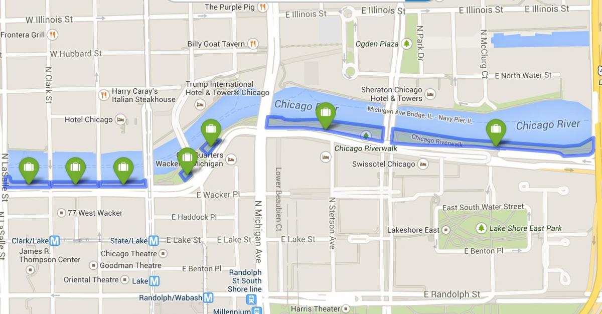 χάρτης της μονοπάτι δίπλα στο ποτάμι του Σικάγο