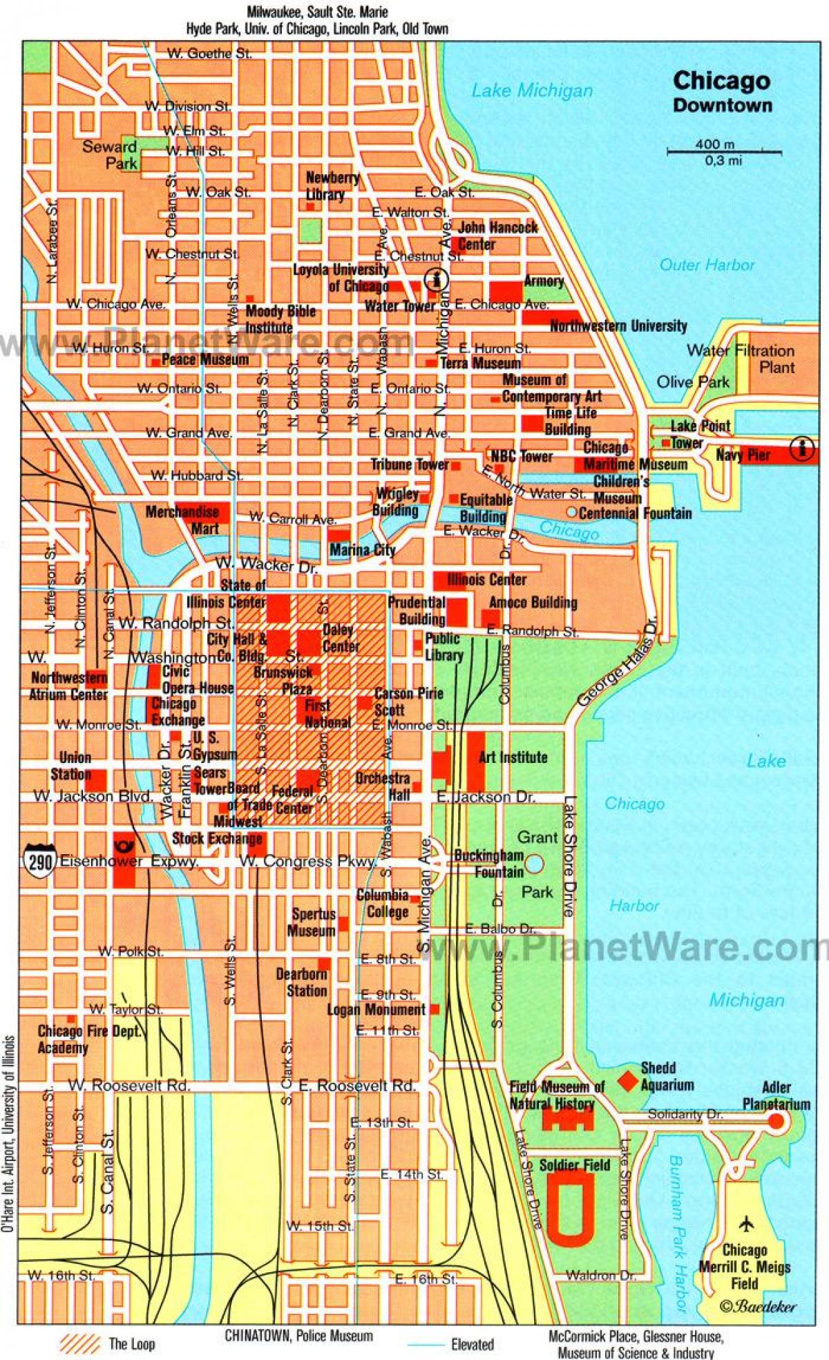 χάρτης του Σικάγο αξιοθέατα