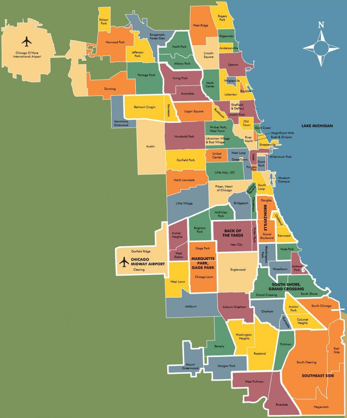 χάρτης της γειτονιές στο Σικάγο