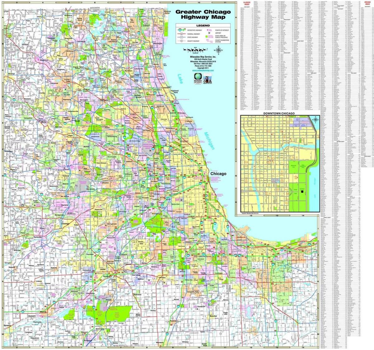 χάρτης του Σικάγο αυτοκινητόδρομους
