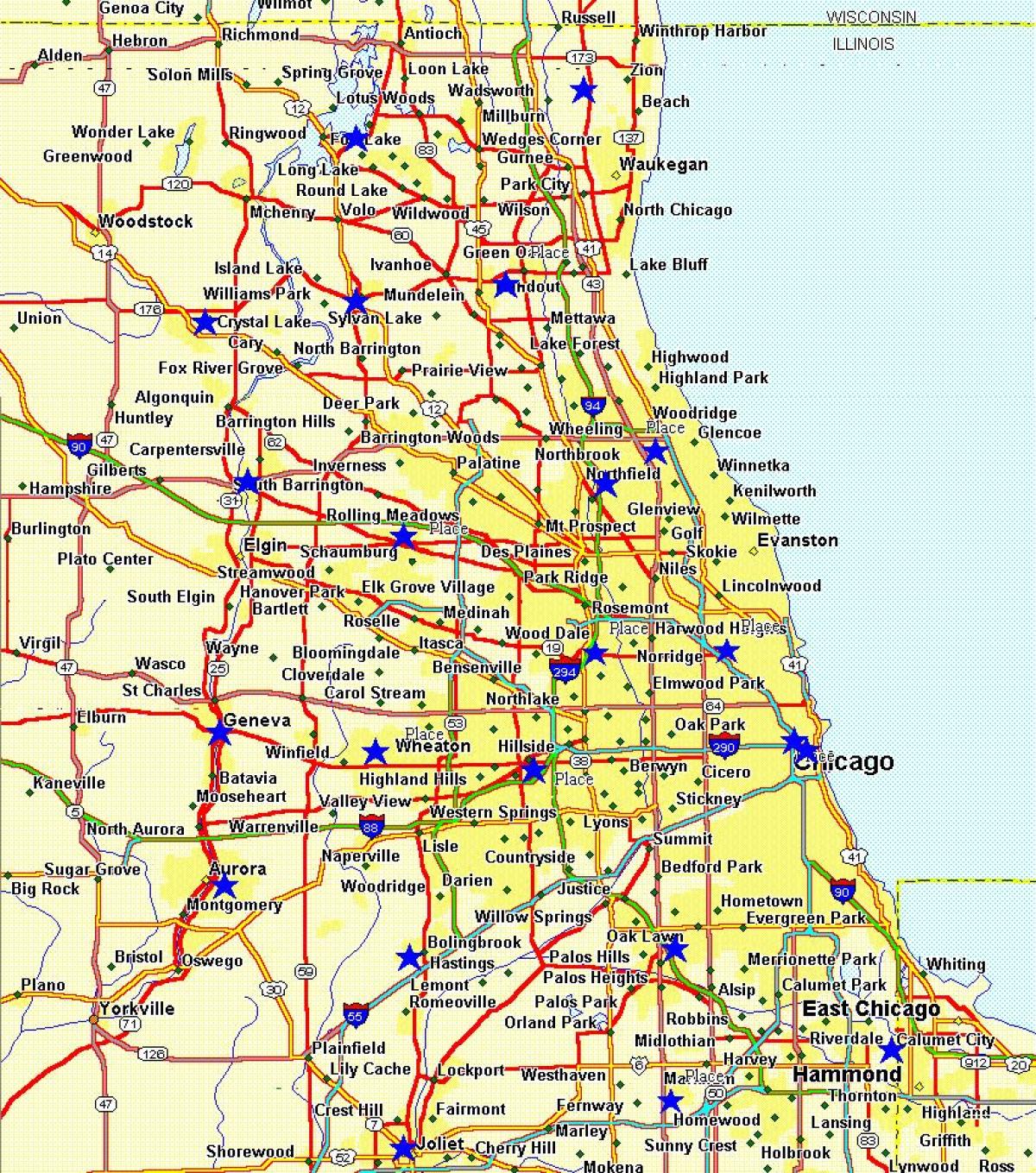 χάρτης της πόλης του Σικάγο