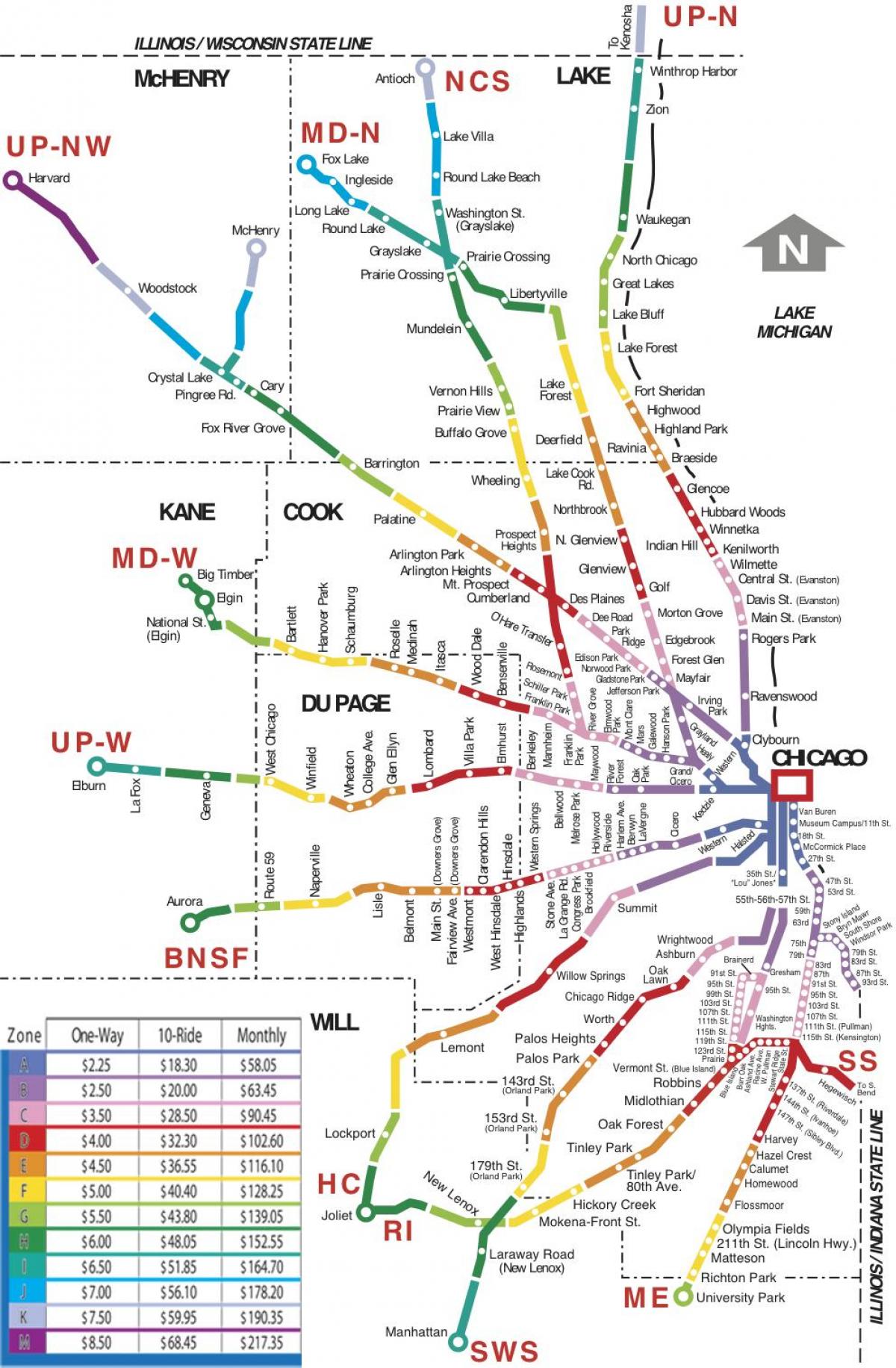 Σικάγο τρένο χάρτης
