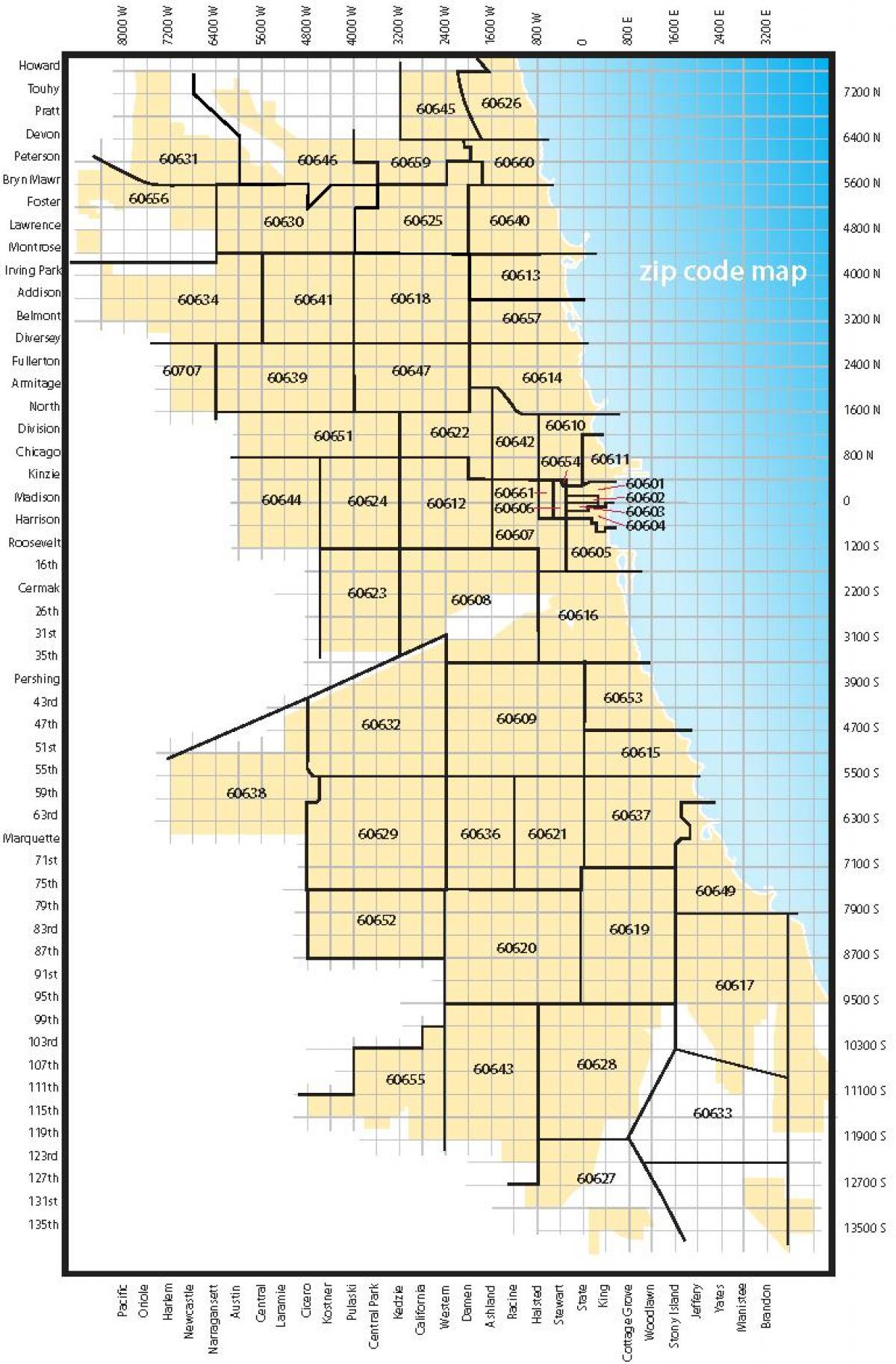 χάρτης του Σικάγο ταχυδρομικοί κώδικες