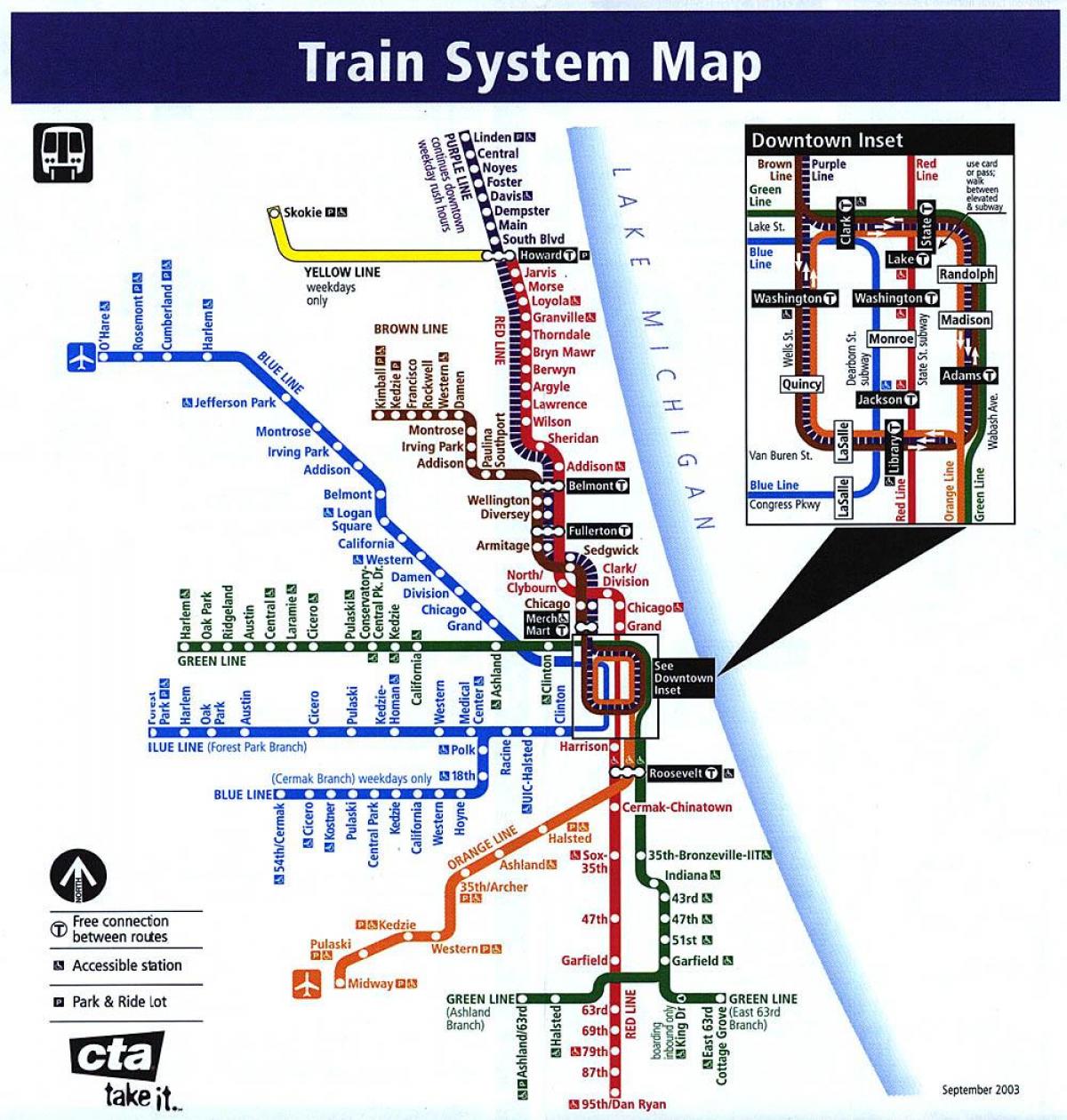 τρένο χάρτη του Σικάγο