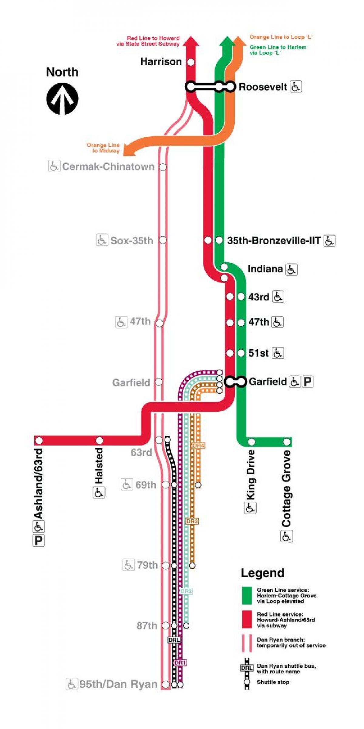 χάρτης της κόκκινης γραμμής στο Σικάγο