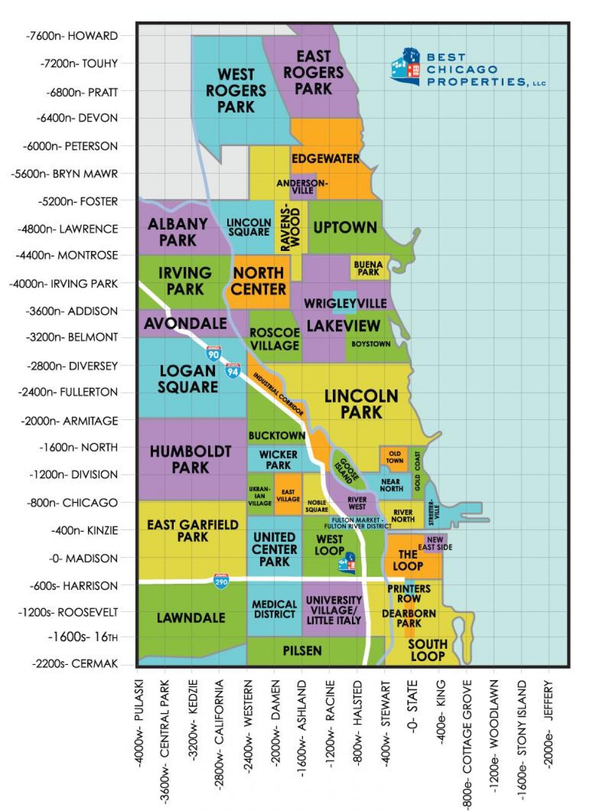 γειτονιές σε Σικάγο εμφάνιση χάρτη