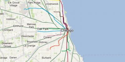 Σικάγο μπλε γραμμή τρένο χάρτης