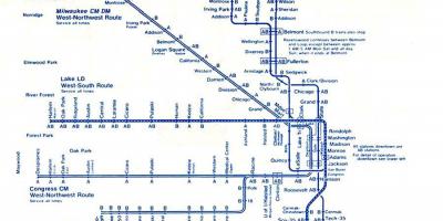 Χάρτης της μπλε γραμμής στο Σικάγο