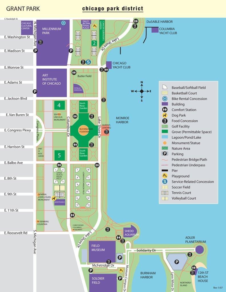 χάρτης της grant park, Σικάγο