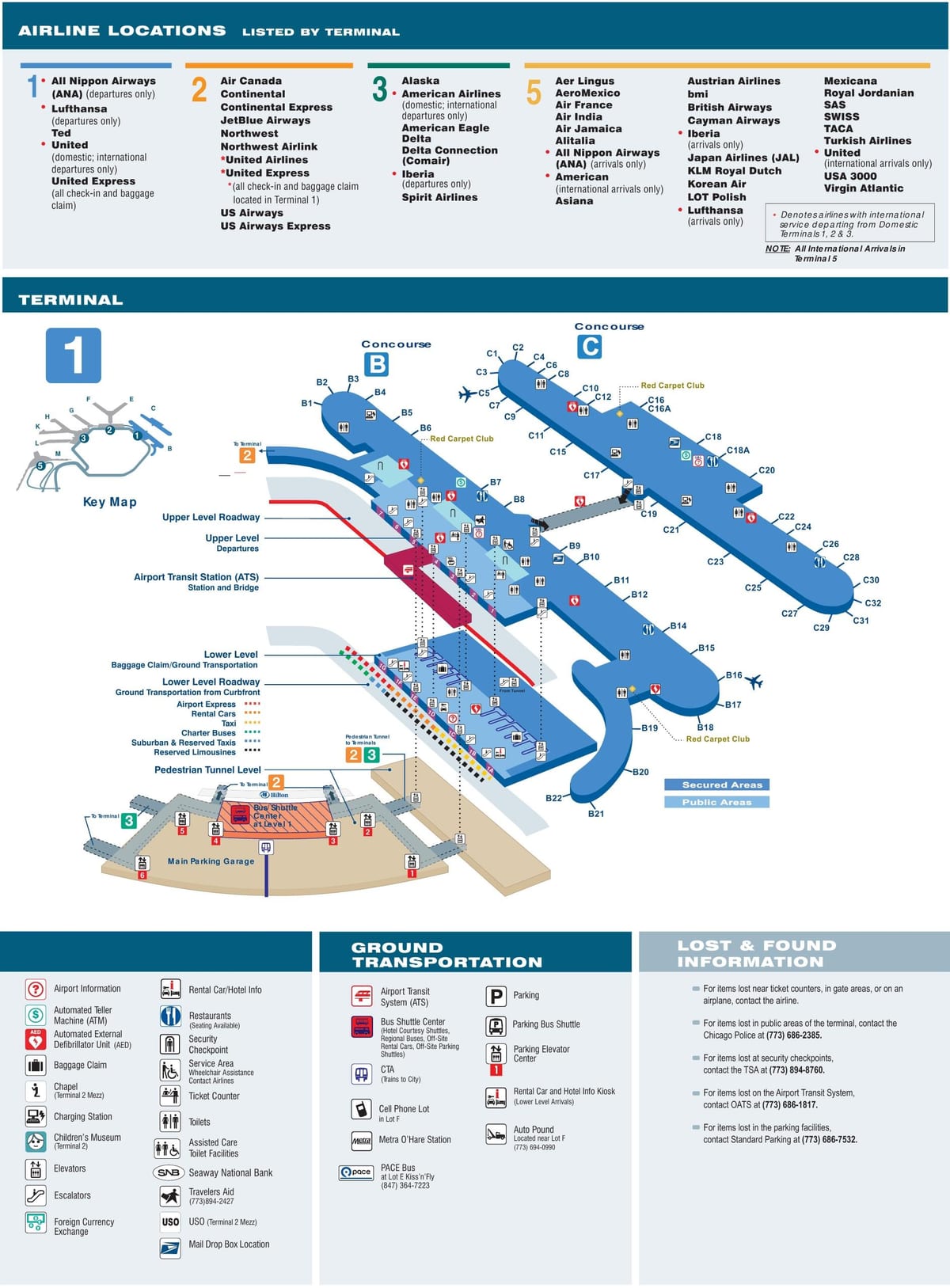 χάρτης της O Hare terminal 1