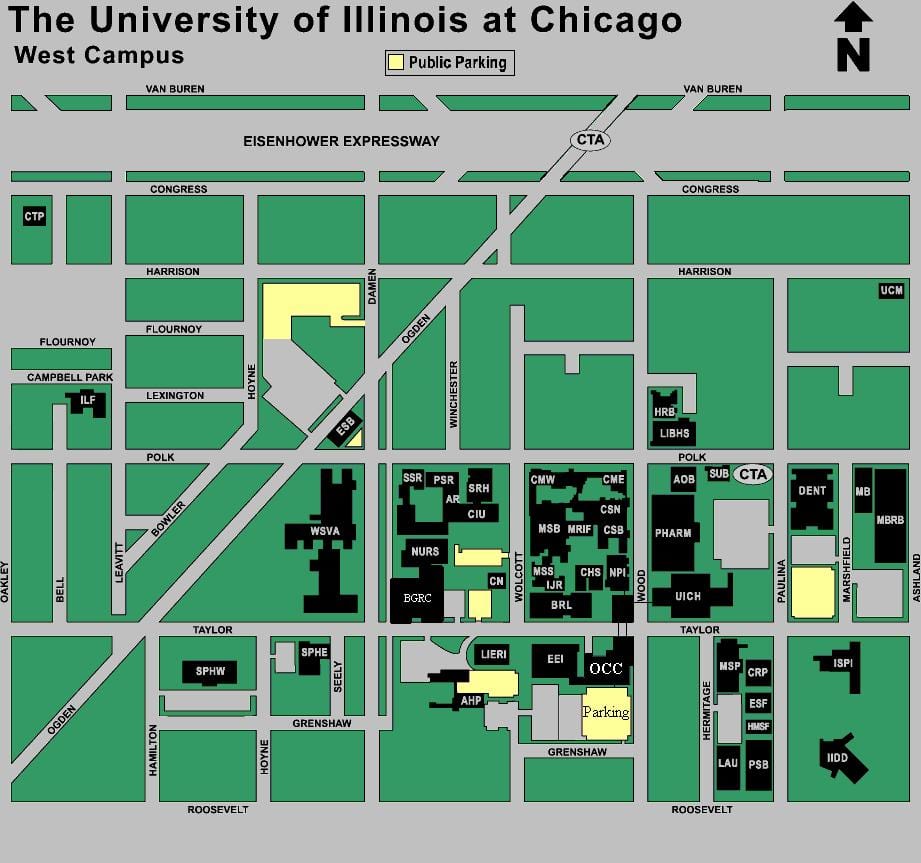 χάρτης της UIC west campus