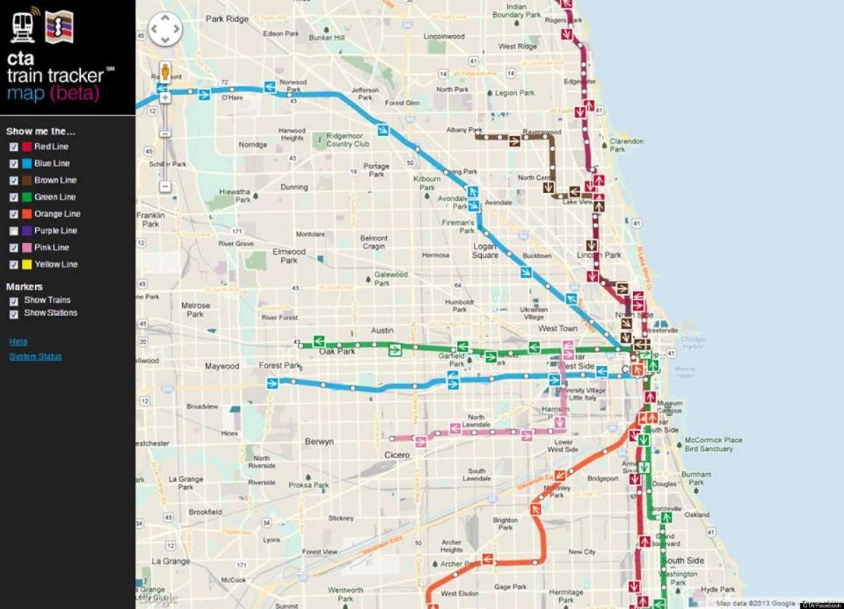 Σικάγο cta τρένο χάρτης