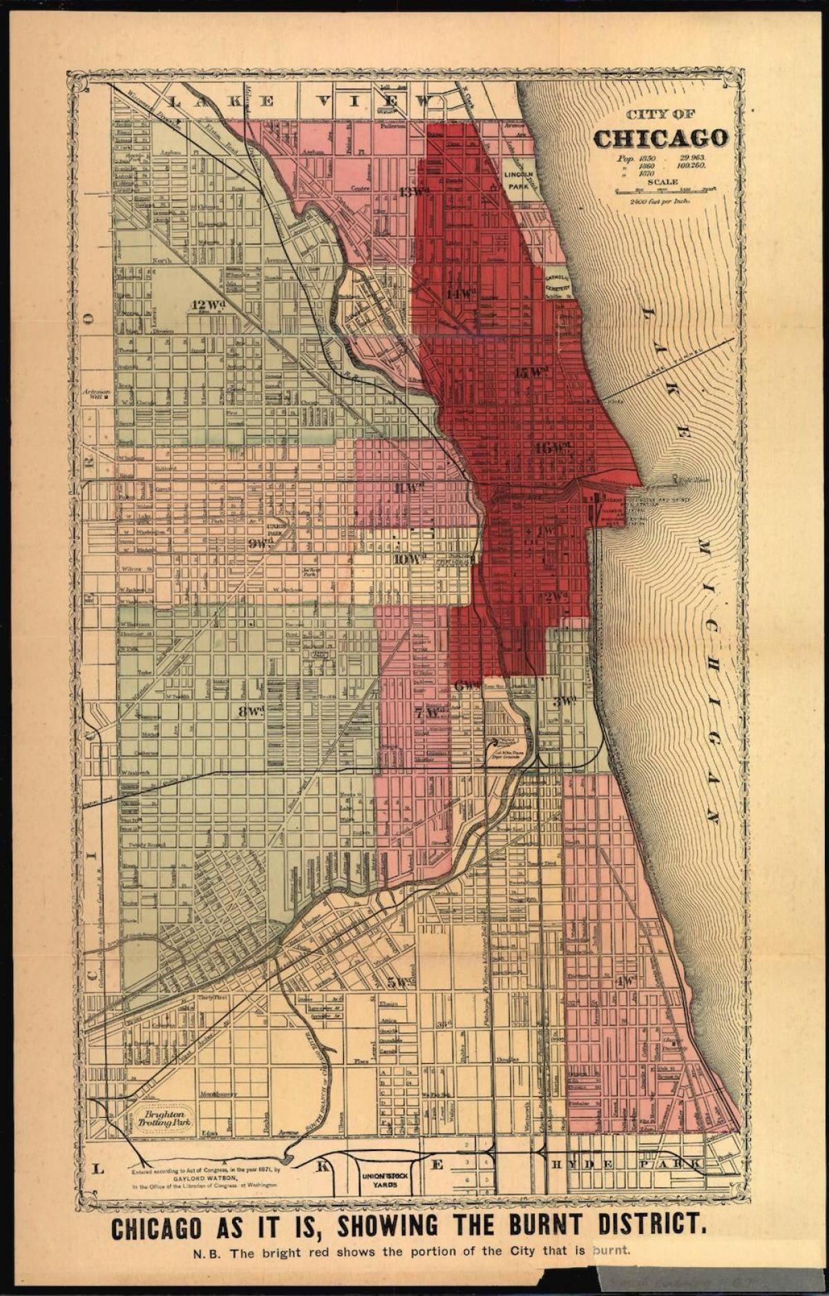 χάρτης της η μεγάλη πυρκαγιά του Σικάγο